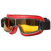 Resim Vintage Gözlükler Motosiklet Deri Gözlükler Gözlükler Cruiser Katlanır Kask Gözlüklerkırmızı 