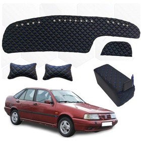 Resim Fiat Tempra Kolçak + Boyunluk + Göğüs Halısı Siyah-Mavi (503402669) 