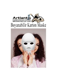Resim Maske Boyama 2 Li 1 Paket Boyanabilir Karton Maske Lastikli İnsan Yüzü Suratı Yerli Üretim Fırça Akrilik Boya 6 Renk 