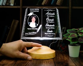 Resim Fotoğraflı Mezuniyet Hediyesi LED Kitap Lamba / Kişiye Özel Resimli Kitap Mezuniyet Hediyesi / Okul Mezuniyetine Özel Fotoğraflı Hediye 