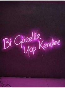 Resim Bi Güzellik Yap Kendine Neon Yazı Neon Tabela Dekoratif Aydınlatma(100X50Cm), pinkgüzellilk100raven 