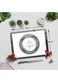 Resim Decorita Cam Kesme Tahtası | Good Food - Beyaz Fon | 30 x 40cm 