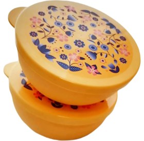 Resim Tupperware Sarı Çiçek Motifli Açılı Kase 400 ml 2 Li Set 