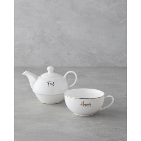 Resim English Home Feel Happy New Bone China Demlik Seti 400 ml Beyaz (31.12.2025) 