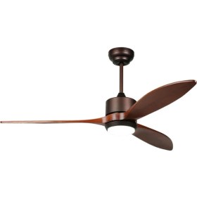 Resim 52 Inç Masif Ahşap Tavan Vantilatörü, Sessiz Dc Motor, IP44 Suya Dayanıklı ve Uzaktan Kumandalı 