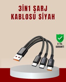 Resim 3 Ü 1 Arada Hızlı Şarj Kablosu İos Android Type-c Uyumlu 