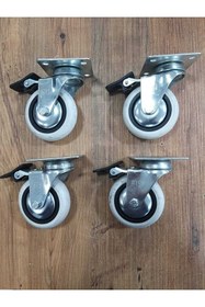 Resim ARON Hts353 Teker Mobilya Büro Masa Sehpa Ofis Tekeri Döner Tablalı Frenli 75*25mm Tekerlek (4'LÜ SET) 