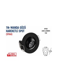 Resim Lampist 1w Hareketli Manda Gözü Siyah Spot 6500k Diğer 