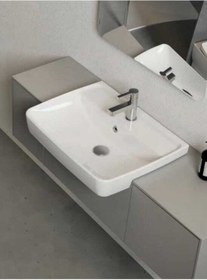 Resim TURKUAZ Duru Lavabo Tezgah Üstü Çanak Etajer Uyumlu 56*43 Cm 