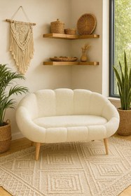 Resim KOKİ DESİGN LİDA 2 li Uzun Koltuk Berjer Wellsoft Kırık Beyaz (Salon , Balkon ,Ofis) 