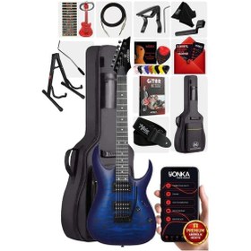 Resim Maxword Grade-st Blue Rosewood Klavye Hh Yüksek Kaliteli Floyde Rose Elektro Gitar 