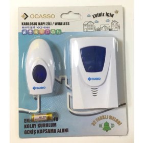 Resim Ocasso 32 Farklı Melodili Beyaz-Mavi Kasa Enerji Tasarruflu Kablosuz Kapı Zili 