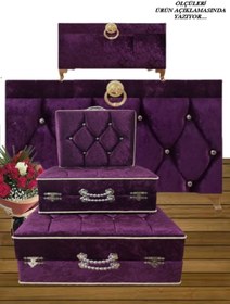 Resim Sonem Çeyiz Sandık Gelin Damat Bavul Çanta Nişan Çeyiz Sandığı 5li 0569 