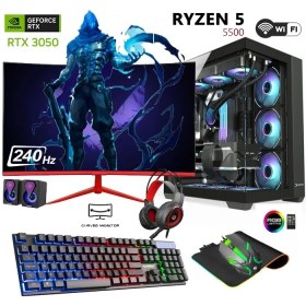 Resim Apphirex Omen X50 Ryzen 5 5500 16GB 512GB M2 SSD RTX3050 Gddr6 24'' 240Hz Curved Masaüstü Oyuncu Bilgisayarı 