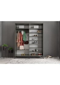 Resim İmaj Sürgülü Portmanto Vestiyer Füme - Montaj Dahil 160 Cm 