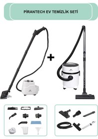 Resim PiranTech CB-103A Buharlı Temizlik Makinesi + ES-07 Panda Islak & Kuru Elektrikli Süpürge 
