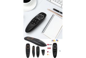 Resim Munico Arkadan Aydınlatmalı Hava Fare Ses Kontrolü Işık Mini Kablosuz Akıllı Uzaktan Kumanda Android Tv 