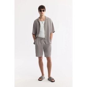 Resim AVVA Erkek Nardo Gri Beli Lastikli Bağcıklı Soft Touch Relaxed Fit Şort A51Y3703 