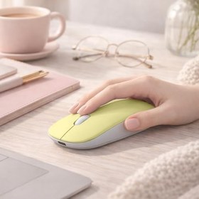 Resim Sneezy Type-C Şarjlı Bluetooth Mouse MacBook iPad Laptop Uyumlu İnce Gövde Dongle ve Kablo Dahil Sarı 