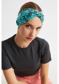 Resim Kadın Çapraz Bağlamalı Pamuklu Penye, Kaymaz, Yumuşak, Esnek, Saç Bandı Bandana - Tek Ebat / Turquaz Desen Turquaz Desen 