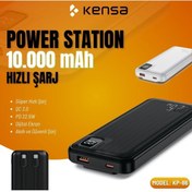 Resim Kensa Powerbank Yeni Nesil Dijital Göstergeli Kendinden Kablolu 10.000 mAh Ultra Hızlı 22.5 W USB-C ve LN 