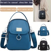 Resim Unisex Günlük Kullanım Nylon Çapraz Çanta - Çok Bölmeli ve Ayarlanabilir Askılı, Erkekler & Kadınlar İçin Şık Omuz Çantası, Fermuarlı Kapatma, Dayanıklı Polyester Astar, Siyah 