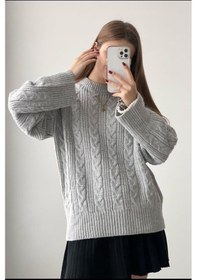 Resim Madmext Gri Bisiklet Yaka Örme Triko Kazak Mg2009 Gri 