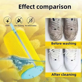 Resim Yeniden Kullanılabilir Ayakkabı Yıkama Makinesi - Çamaşır Torbası - Dayanıklı, Leke Tutmayan, Sneaker, Bot ve Ayakkabılar İçin - Temizlik Öncesi/Sonrası Kanıt, Koku Giderici, Tek Durak Ayakkabı Bakımı (El Yıkama Zahmeti Yok), Asılabilir Ayakkabı Organizatörü 
