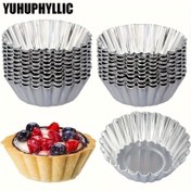 Resim 10/20 adet Tart Alüminyum Kağıt Kupa Kek Kurabiye Kalıbı Teneke Yeniden Kullanılabilir Pişirme Aracı Pişirme Kupası Düz Taban Krizantem Kupa Puding Kalıbı Dantel Yumurta Tart Tutucu Tart DIY Kek Kalıbı 