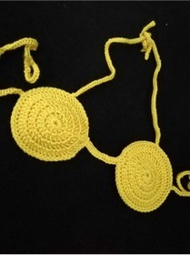 Resim AYDECO Kız Bebek Sarı Ve Yeşil Bebek Örgü Bikini 