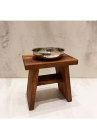 Resim Shark Anatolia İroko Ahşap Banyo Taburesi Oturak Ve Beyaz Bakır Hamam Tası Seti Çok Renkli 