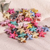 Resim 50 Adet Renkli Akrilik Denizyıldızı Boncuklar - Kolye, Bilezik ve Halhal Yapımı için Canlı Deniz Temalı DIY Takı Malzemeleri - Detaylı Denizyıldızı Tasarımlı Dayanıklı Akrilik El Sanatları Boncukları 