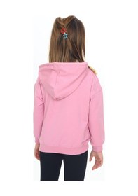 Resim Toontoy Kız Çocuk Kapüşonlu Fermuarlı Cepli Düşük Omuz Örme Hırka - 2 İplik Gül Kurusu 