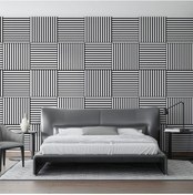 Resim Beyaz 40x40cm Yeni Nesil Akustik Ahşap Duvar Paneli 