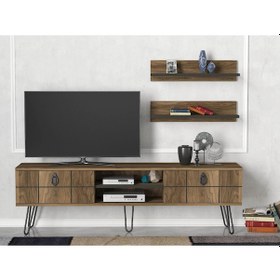 Resim Dekorister Exclusive Rialto Demir Ayaklı Tv Ünitesi Ceviz 