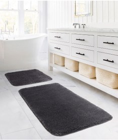 Resim Koza Home Segura Peluş Antrasit Kaydırmaz Taban 2li Banyo Paspası 60 X 100 - 50 X 60 