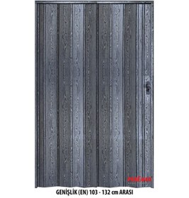 Resim Penguen Akordiyon Kapı Antrasit Renk En 118-132 Cm Aras Boy 220 