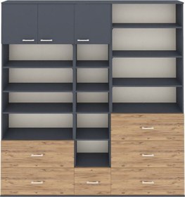 Resim Arges Dolap 17 Raflı 6 Çekmeceli 3 Kapaklı 220x30x243 Antrasit-antrasit/çam Antrasıt/atlas Çam 