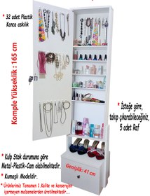 Resim First Mobilya Yıldız Demonte Tek Çekmeceli Hediyelik çok amaçlı Aynalı Takı Dolabı Beyaz 