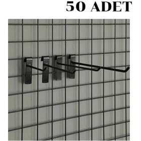 Resim 50 adet 15 Cm Tel Pano Kancası Raf Askısı Siyah 