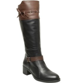 Resim Mammamia D25kc-2335 Kalin Topuklu Günlük Siyah-kahverengi Kadın Çizme Siyah-kahverengi 