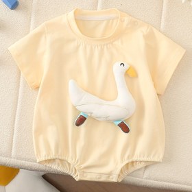 Resim 1 adet Gençler İçin Sevimli Ördek Onesie - Hafif Yaz İnce Pamuklu Bodysuit, Hayvan Tasarımı ile Sevimli Sarı Ördek Kıyafeti, Erkekler ve Kızlar İçin, Dış Mekan İçin 