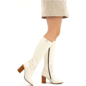 Resim Tamer Tanca Kadın Hakiki Deri Bej Floter Klasik Çizme 33 10955 Bn Czm Sk22/23 Bej Gyk Fltr Bej 