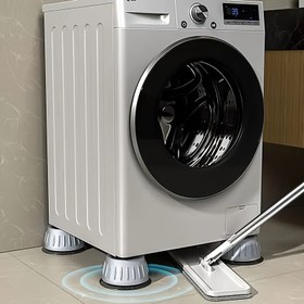 Resim Emiş Kupası ile 4 Adet Titreşim Önleyici Çamaşır Makinesi Pedleri - Kaymaz, Şok Emici ve Gürültü Azaltıcı Matlar Buzdolapları ve Cihazlar İçin, Dayanıklı Plastik Yapı Stabilite ve Sessiz Çalışma için 