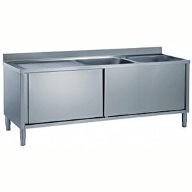 Resim Electrolux Professional Dolaplı Tezgah 2 Evyeli (500x500 MM) Damlalık Solda - 1800 MM ML2S1817LN 