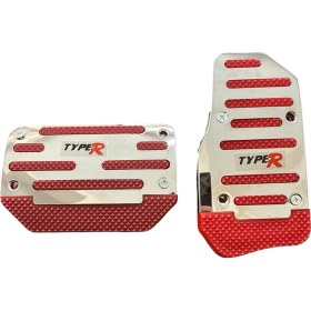 Resim isiltikidsmoda Universal Otomatik Metal Pedal Seti 2 Parça Krom Kırmızı 