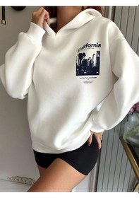 Resim Startmore Adrift Unisex Erkek/kadın Calıfornia Renkli Özel Baskılı Oversize Kapüşonlu Sweatshirt Beyaz Beyaz 