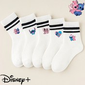 Resim Disney 5 çift çocuk "Lilo & Stitch" çorabı, erkek ve kızlar için yumuşak ve rahat nefes alabilir spor çorapları, çizgi film desenli sevimli çok amaçlı hediye çorapları, sınırlı sayıda günlük kullanım/parti tatil hediyeleri, çocuk modası hafif ve hızlı kuruyan, Çocuk Giyim,Sevimli Tasarım,Eğlenceli 