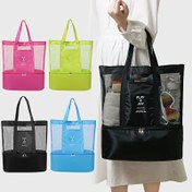 Resim Kulaklı ve hafif plaj çantası, serinletme bölmesi ile, polyester tatil tarzı el çantası, manyetik kapanış, sabit omuz askısı, elde yıkanabilir, havlular ve mayo saklama çantası 