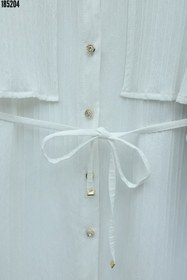 Resim Beli Bağlamalı Bolero Detaylı Taşlı Düğmeli Gömlek Beyaz 